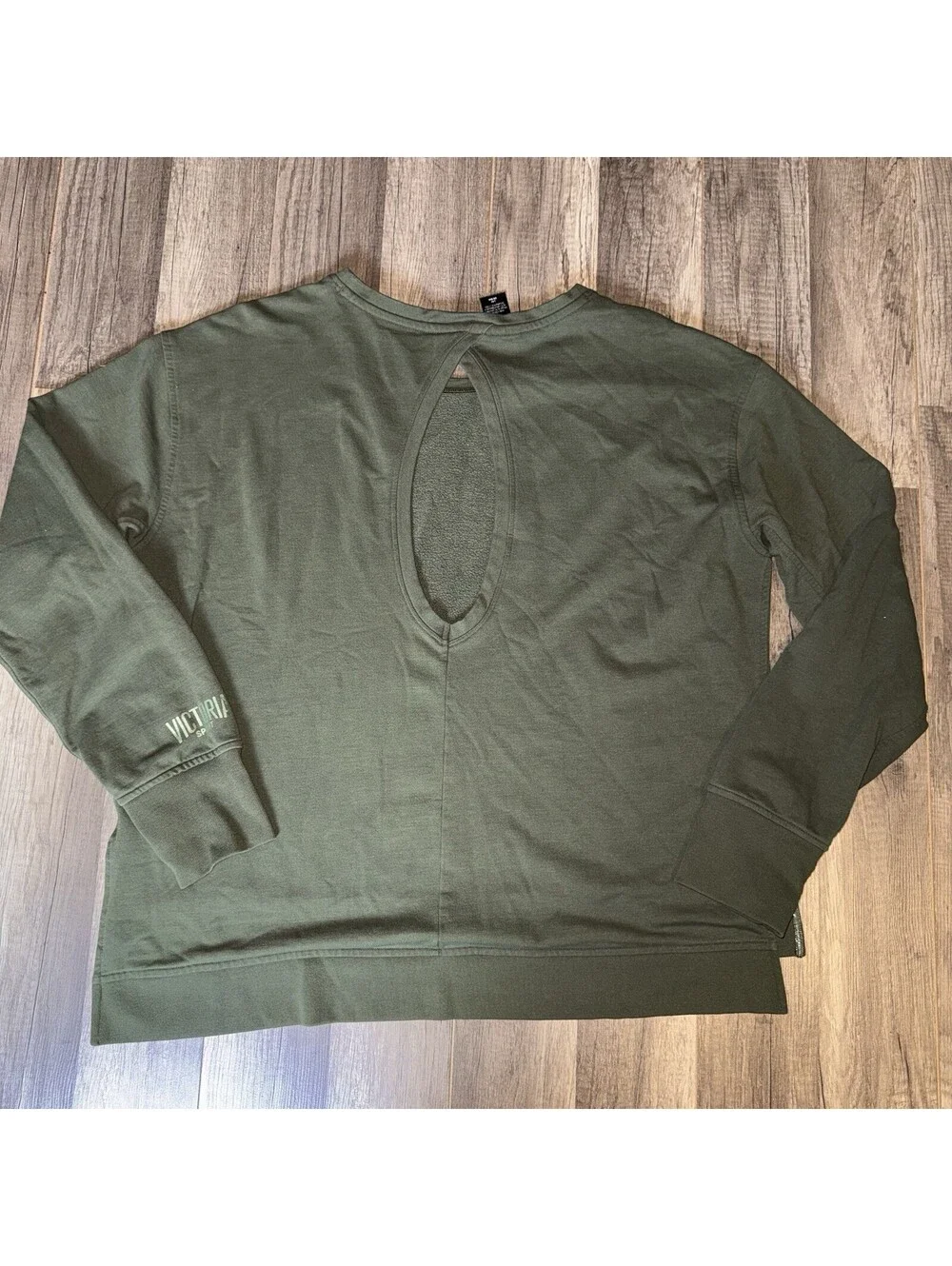 Victoria Sports Womens Long Sleeve Crew Neck Green Pullover Fleece Sweatshirt L